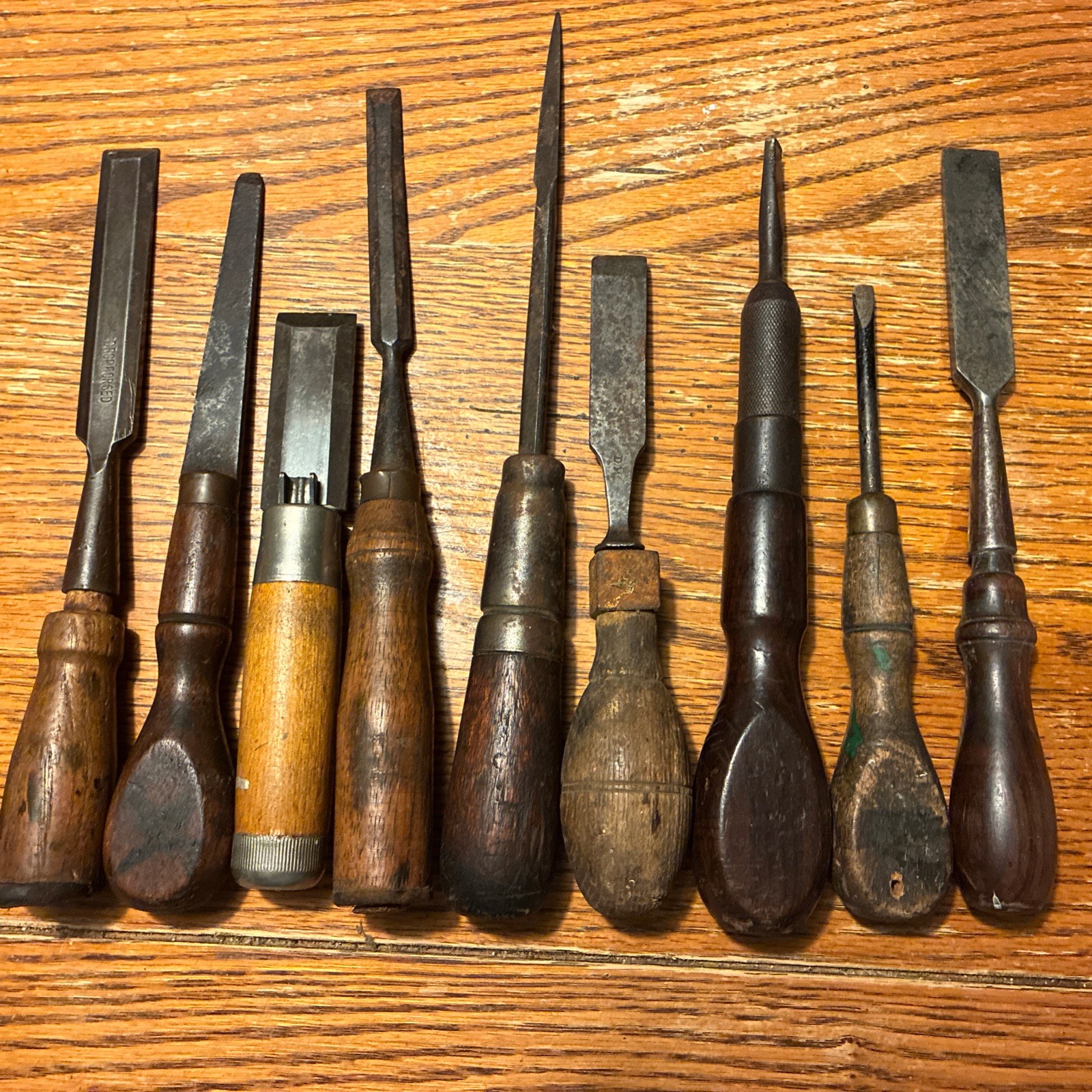 Vintage Woodworking Tools Job Lot of 9 Wood Chisels