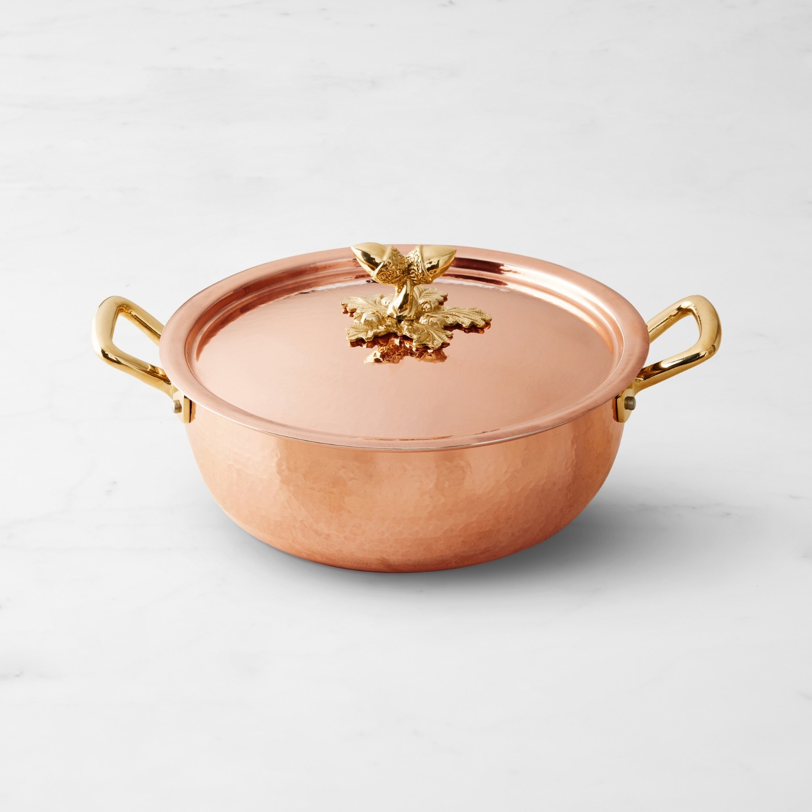 Ruffoni Historia Hammered Copper Chef Braiser with Acorn Knob, 3 1/2-Qt