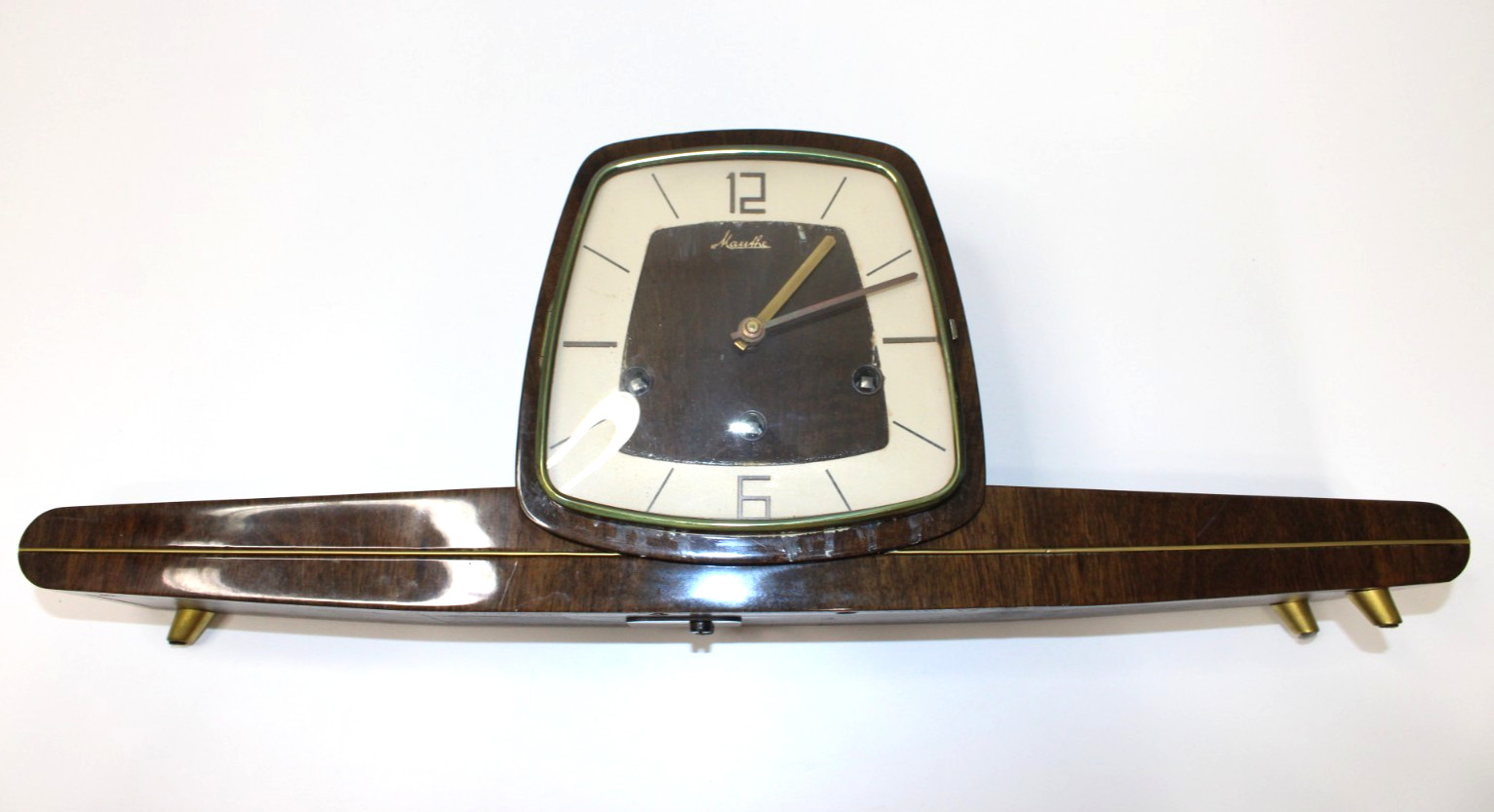 Vintage Mauthe Germany MCM Mechanical Chime Mantel Clock Parts or Repair Only