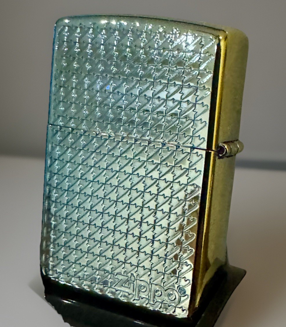 ZIPPO HOUNDSTOOTH RAINBOW TITANIUM LIGHTER DOUBLE SIDED ENGRAVED LOGO I 22 NEW