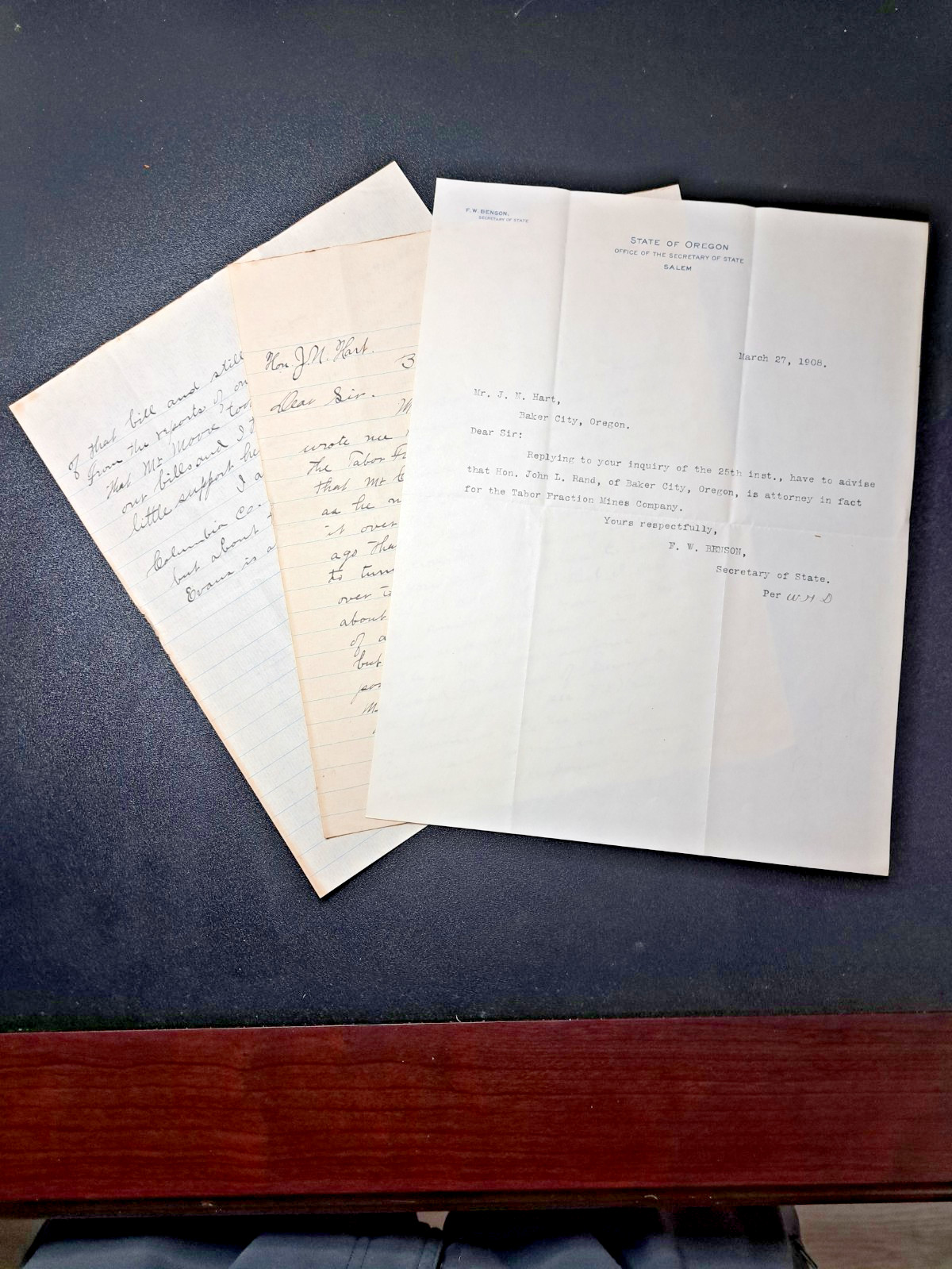 1908 Bourne Baker City Oregon Gold Mining Letters Archive Tabor Columbia Mine