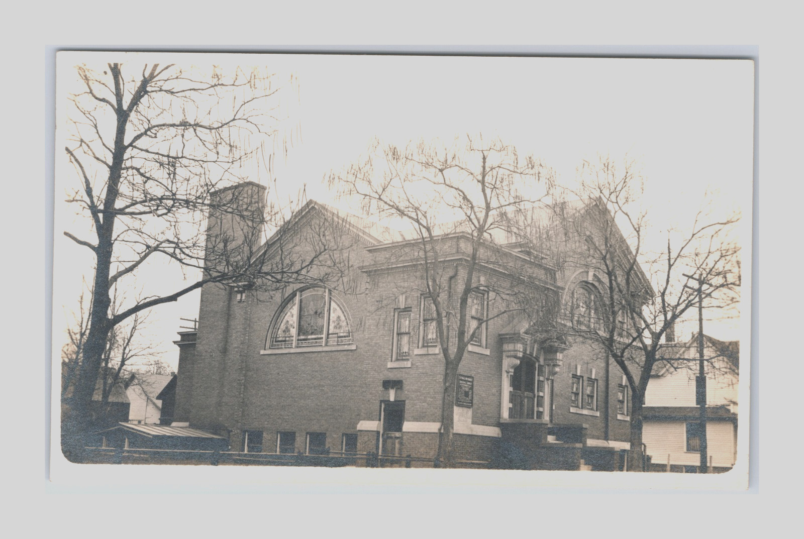 Antique CYKO RPPC St James Methodist Episcopal Church Stained Glass Arch Windows