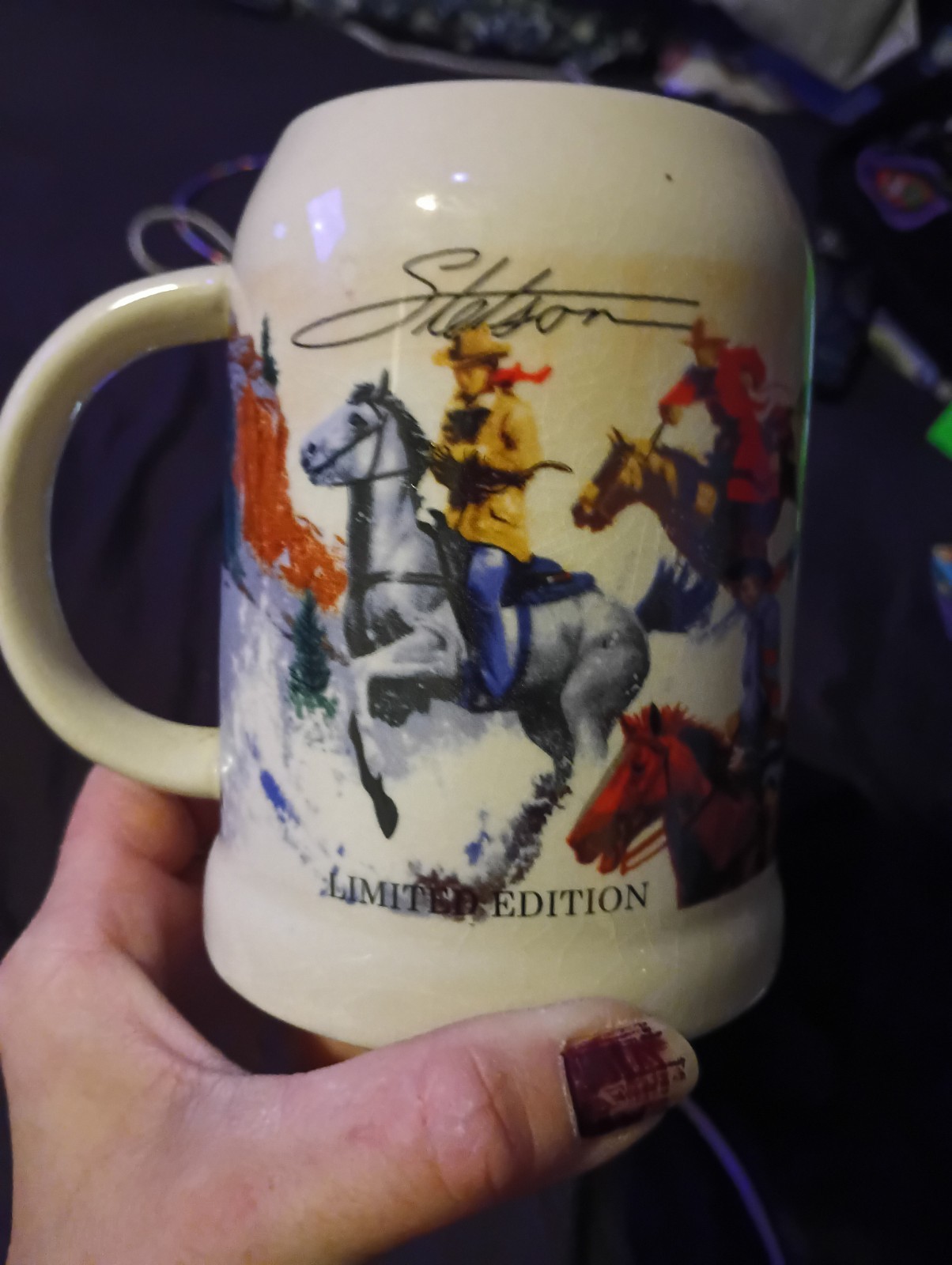 1989 Stetson Limited Edition holiday cowboy stein 