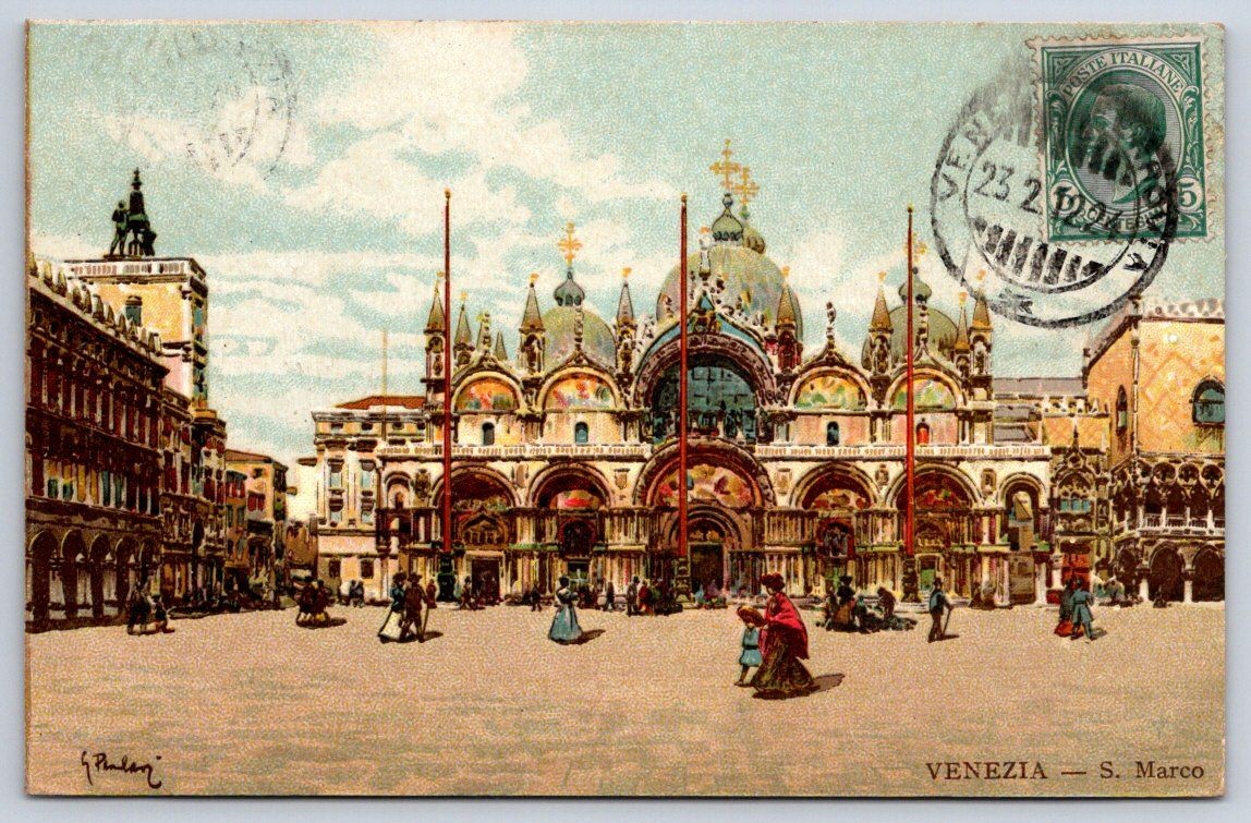 Venezia Antique Italy Postcard VENICE Venezia Basilica St. Marks 1912