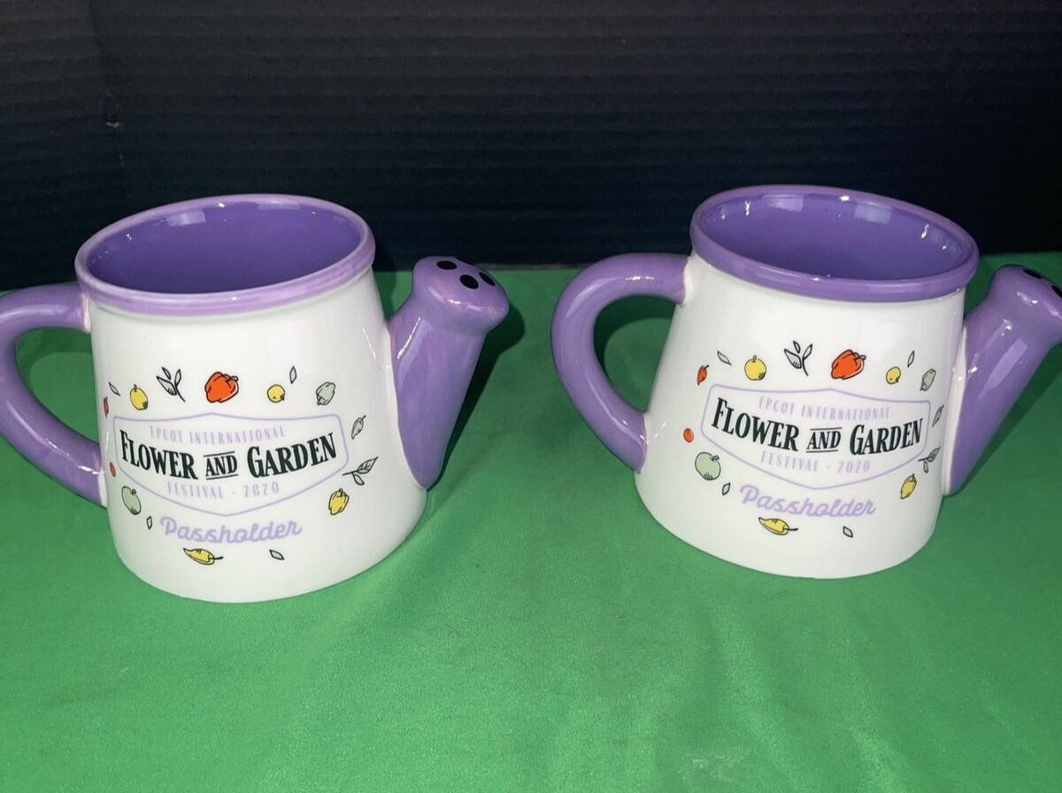 2 pck Disney 2020 Epcot Flower & Garden Festival Figment Watering Can Mugs