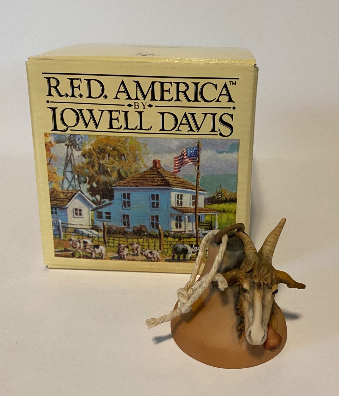 Vintage RFD America Lowell Davis Willy Goat Small 2” Bell Ornament & Box 225311