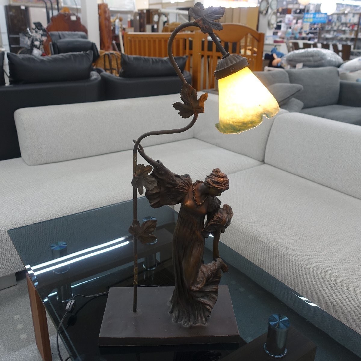 AGATHON LEONARD Bronze Female Statue Floor stand Table Lamp Large 28.3inch