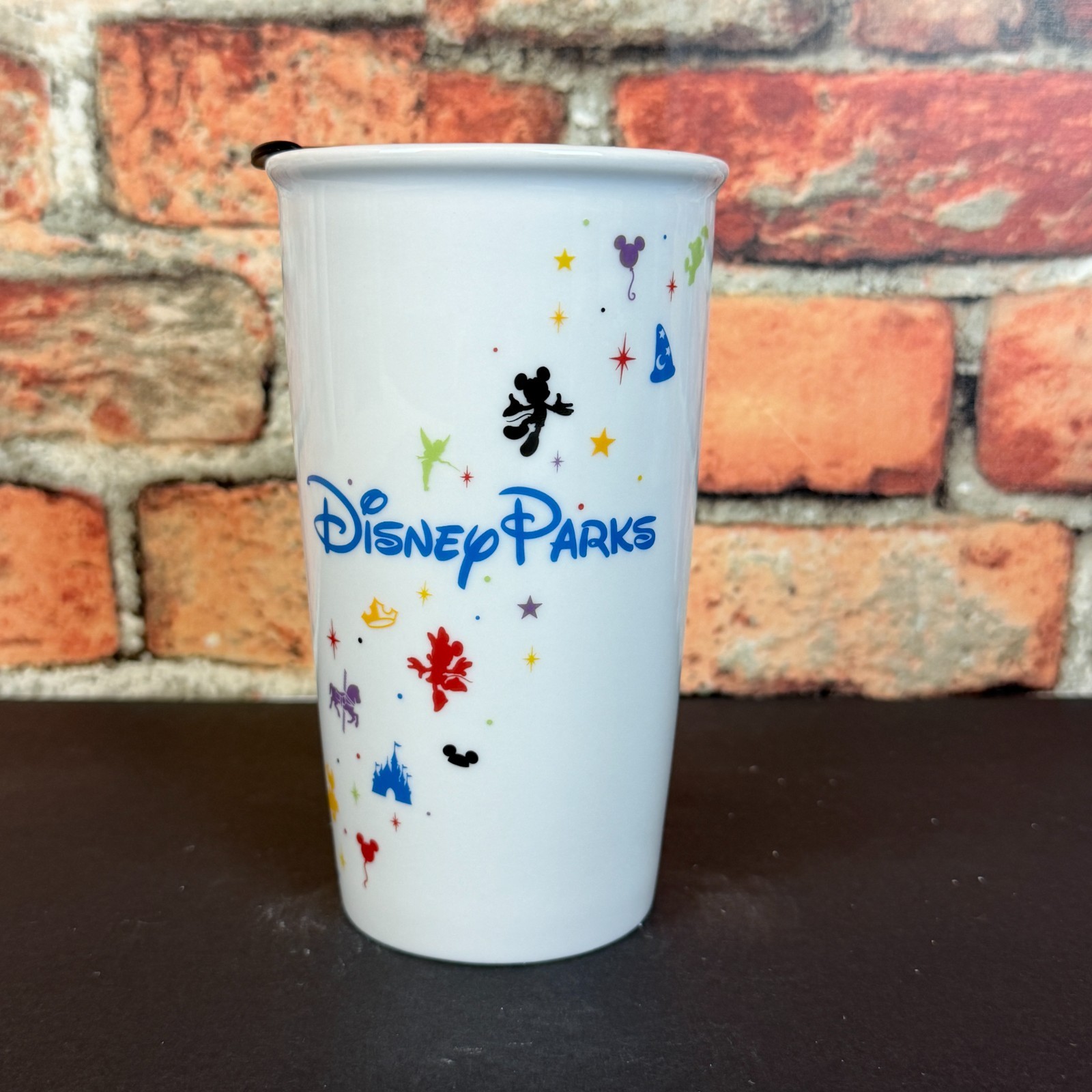 Starbucks 2015 Disney Parks Ceramic Travel Mug Tumbler Coffee Cup with Lid
