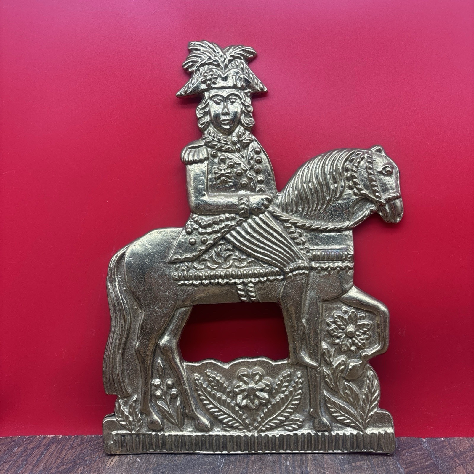 VTG Antique Heavy Metal Cast Brass Ornate Figural Ornament Salvage Wall Art