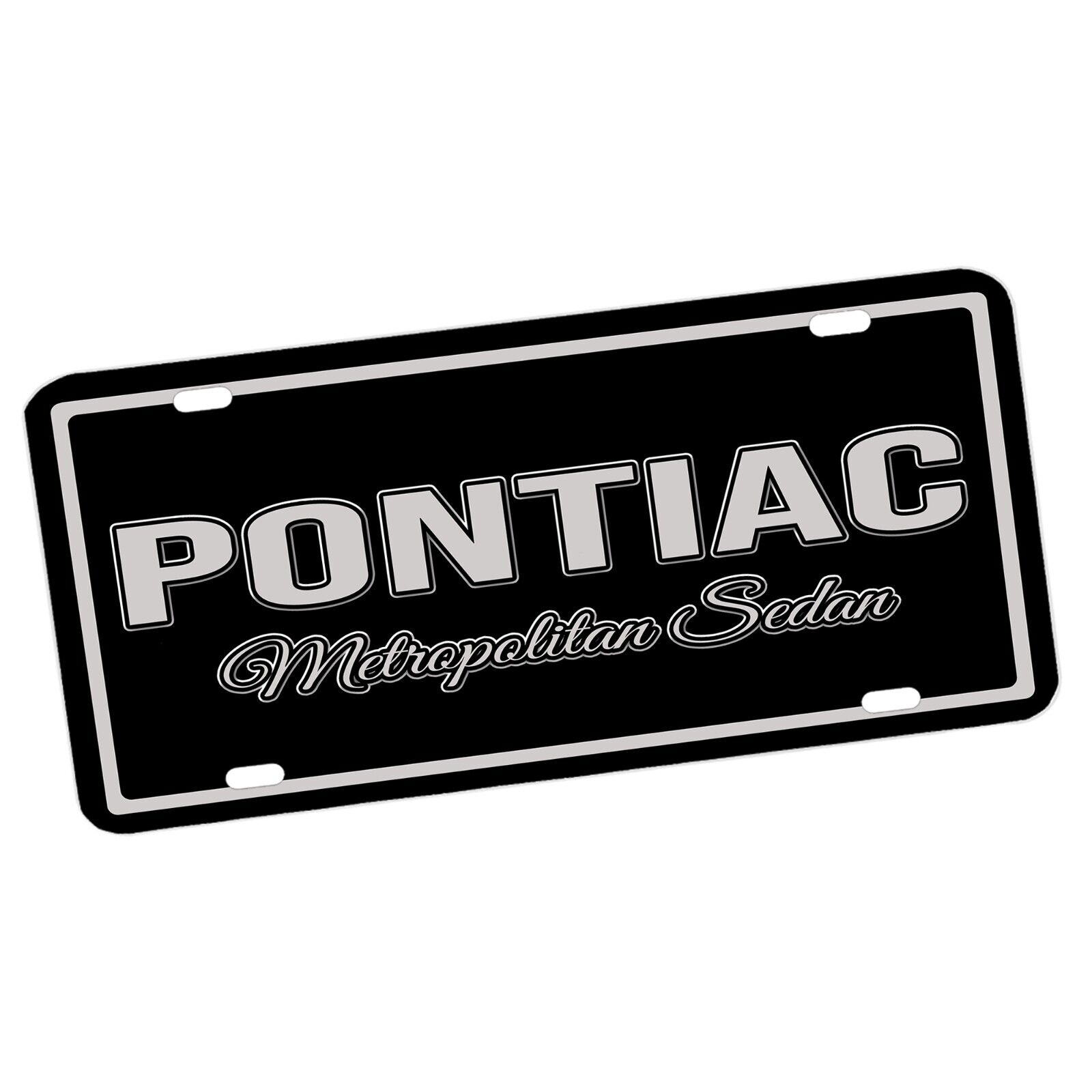 Pontiac Metropolitan Sedan Classic Car Black and Silver Aluminum License Plate