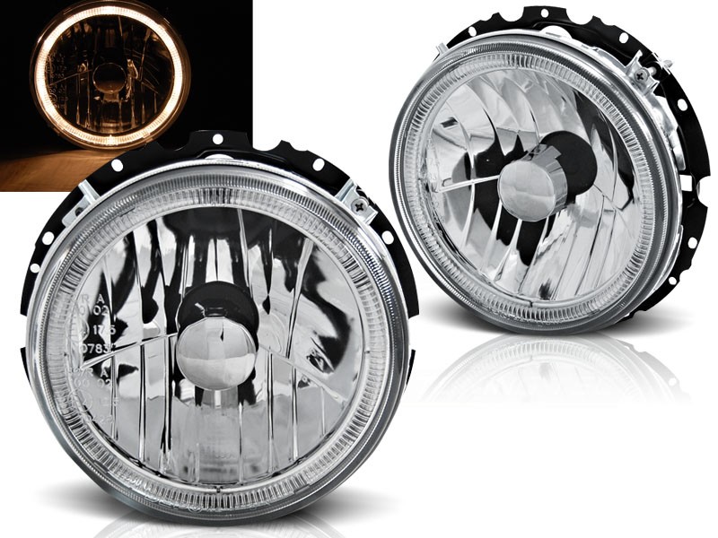 headlights for VW GOLF 1 1974 1975 1976-1983 angel eyes chrome OUTER chrome LHD