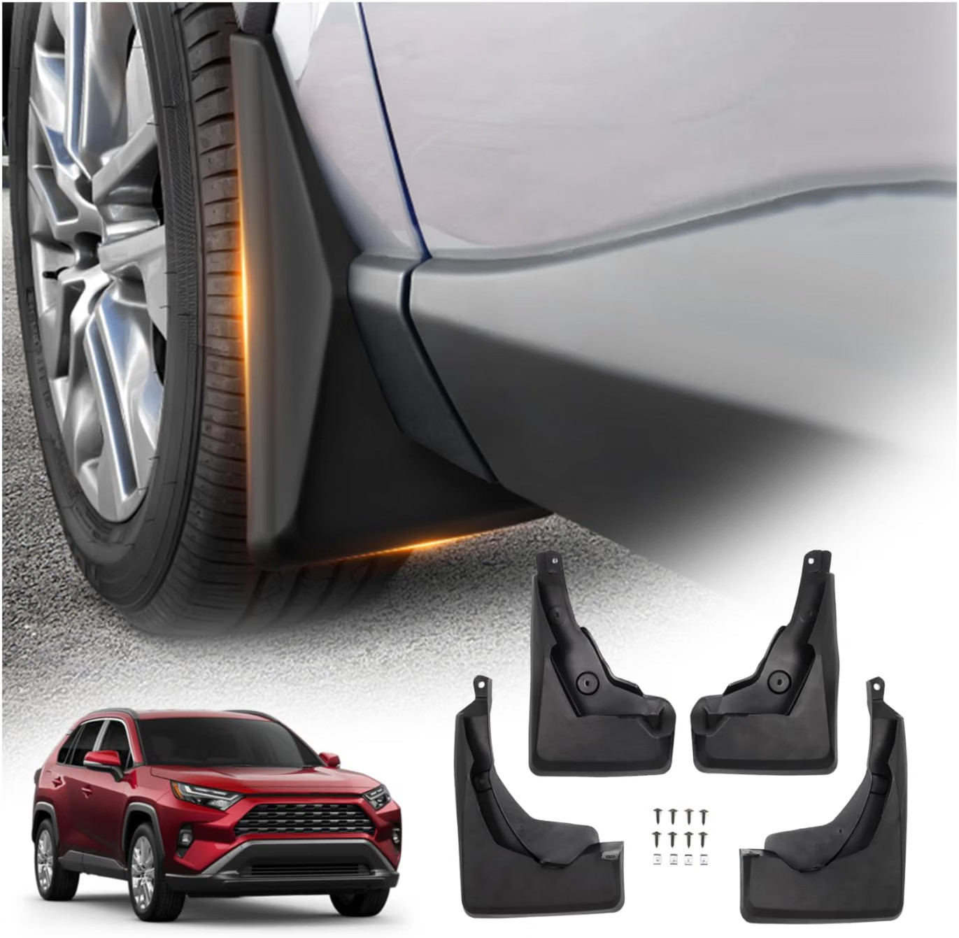 Powerty Custom Fit for Mud Flaps Toyota RAV4 2025 2024 2023 2022 2021 2020 2019