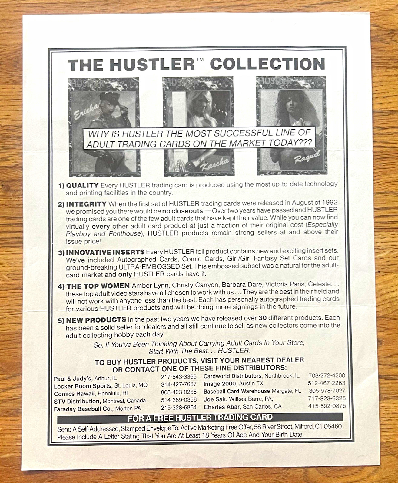 1994 Hustler Elite Collection Trading Card Catalog Active Marketing Vintage Rare
