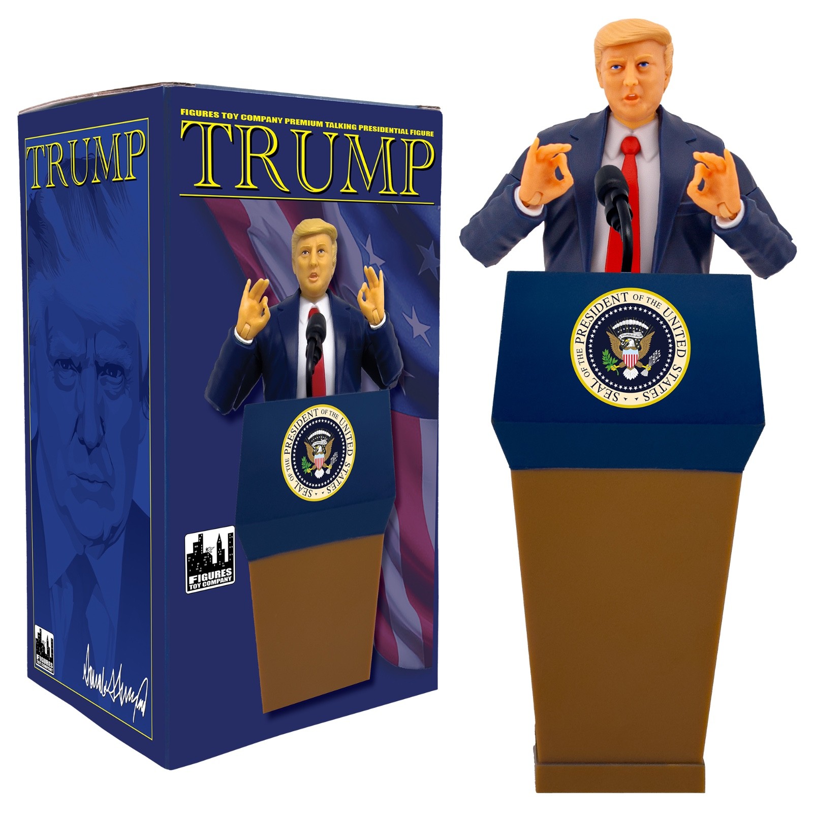 President Trump Talking Action Figure With Deluxe Articulation & Podium