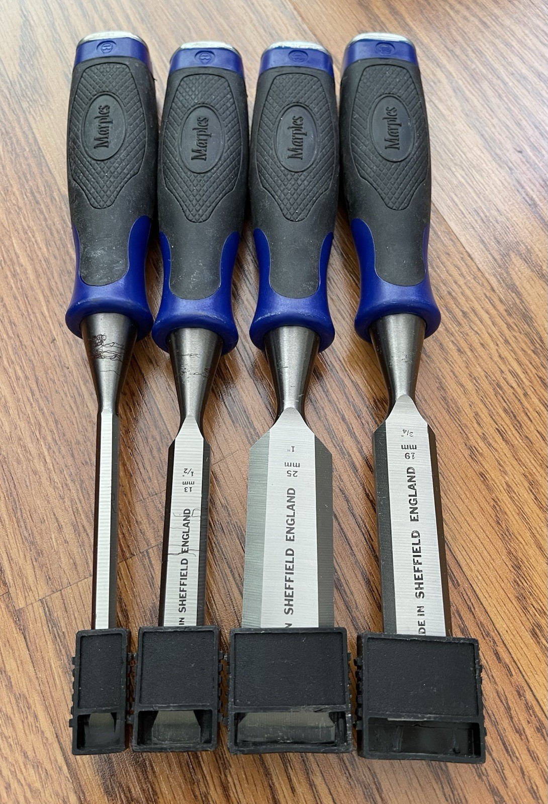 Vintage Marple's 4 Pc Bevel Edge Paring Chisel Set Made in England