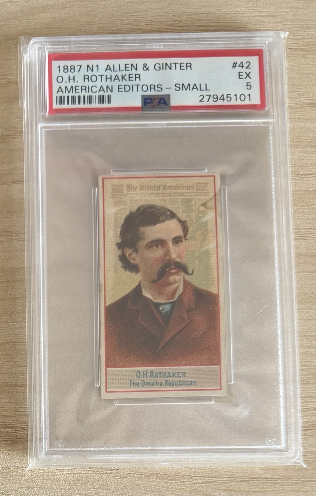 1887 N1 Allen & Ginter American Editors #42 O.H. ROTHAKER PSA 5 EX