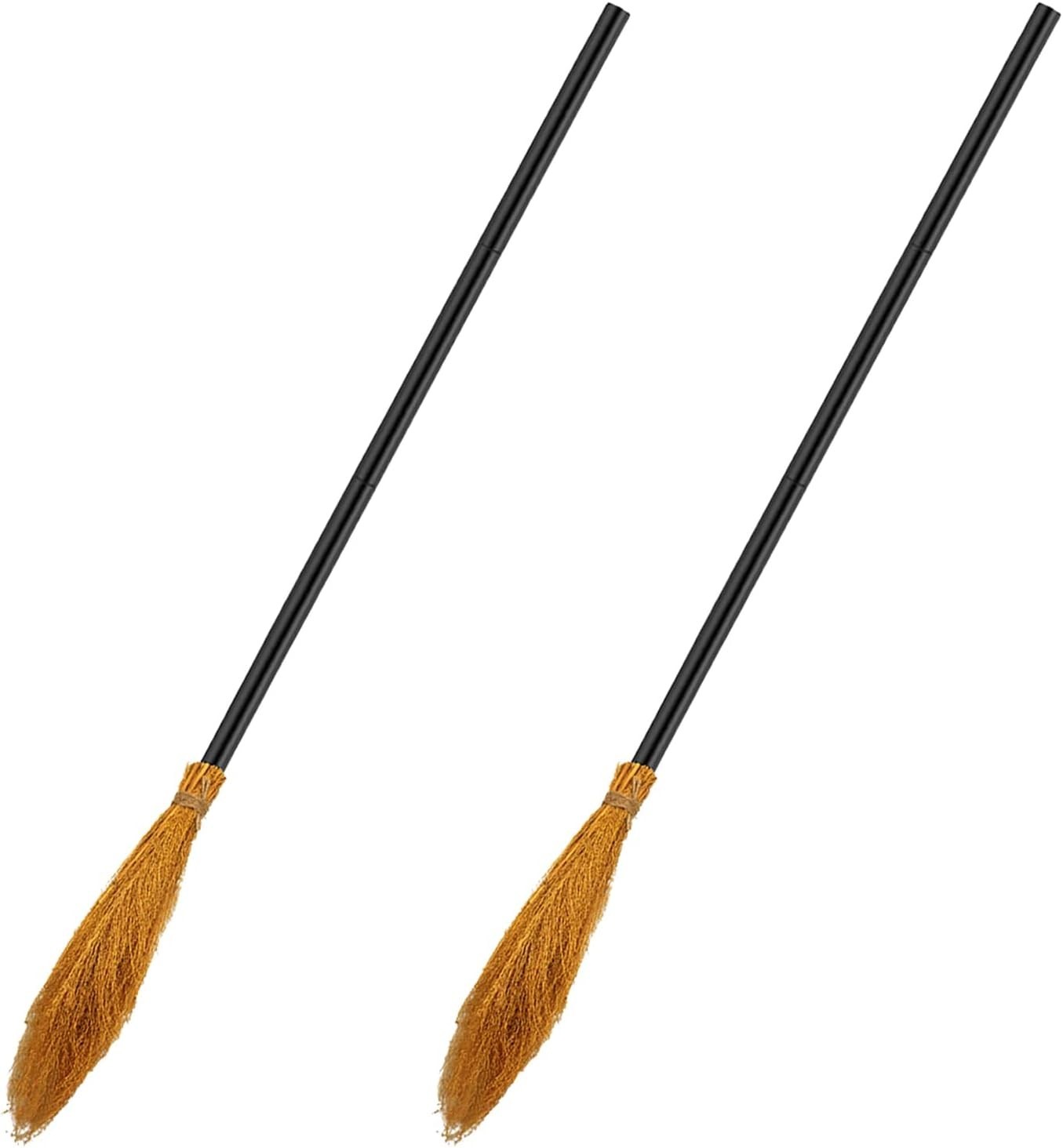 Bulk 2-Pack Black Witch Broomsticks - Ideal for Halloween Costumes and Parties