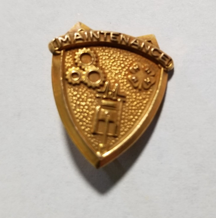 Vintage 1940s 4H Tractor Maintenance Award Pin Badge Gold Filled