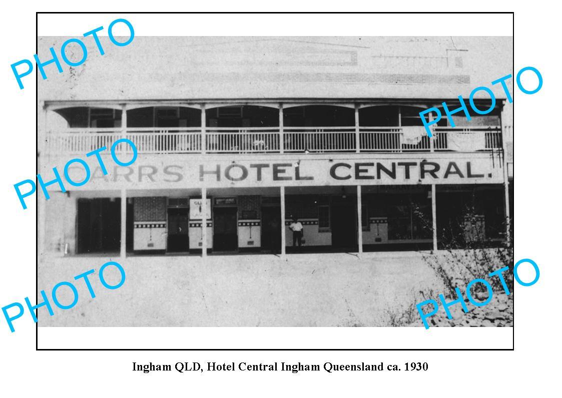OLD LARGE PHOTO INGHAM QUEENSLAND CARRS CENTRAL HOTEL c1930