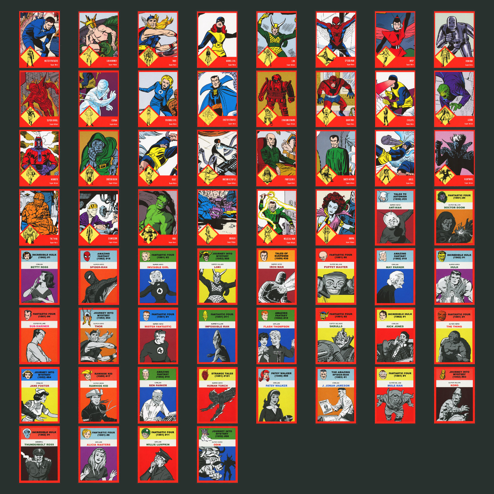2024 Fleer Throwbacks 59-63 Marvel Edition Red Complete Set 60 Cards Spider-Man