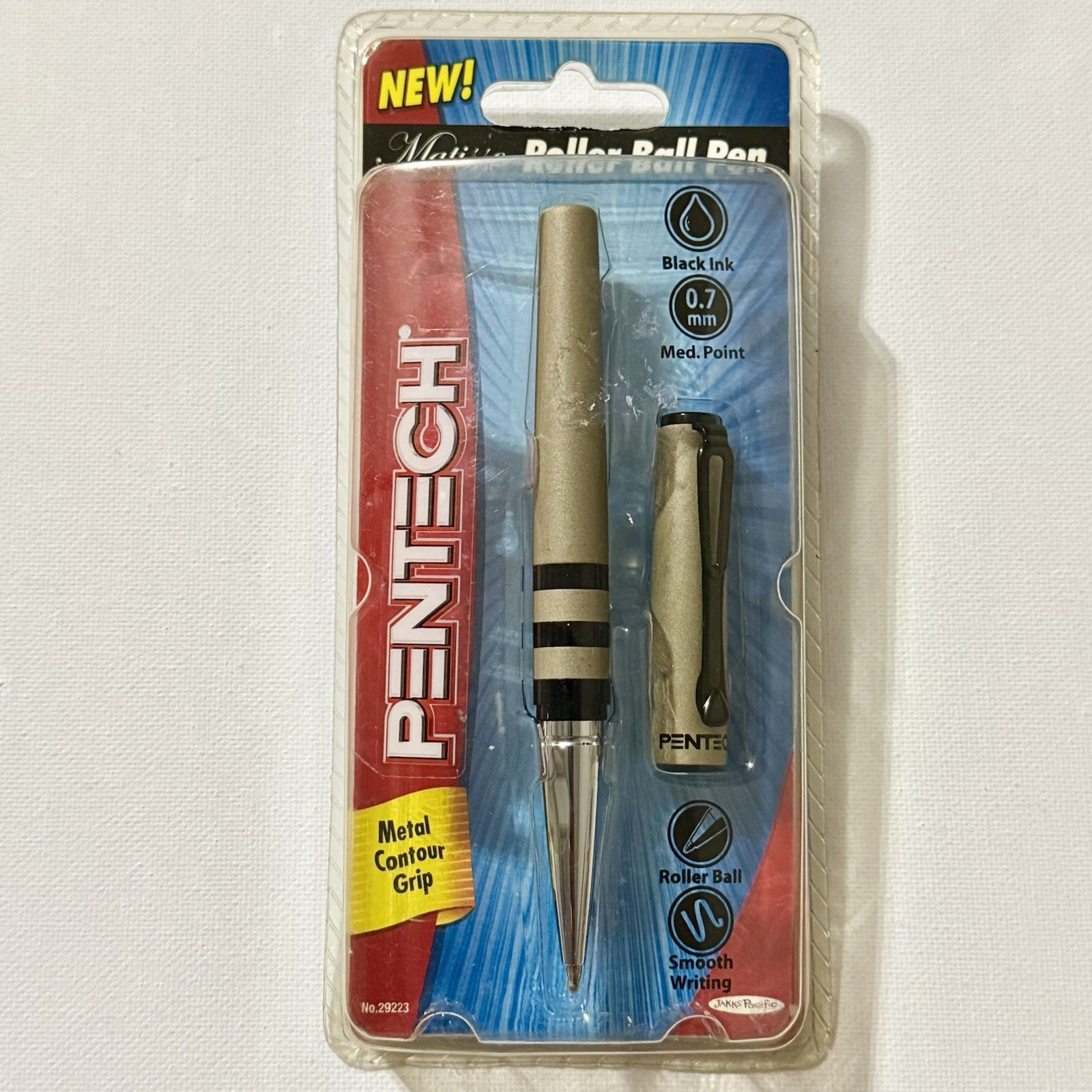 NOS Vintage Pentech Matisse Roller Ball Pen Black 0.7 Medium Gold Black