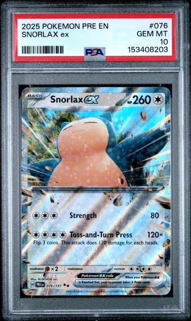 2025 POKEMON PRE EN-PRISMATIC EVOLUTIONS #076 SNORLAX ex PSA 10