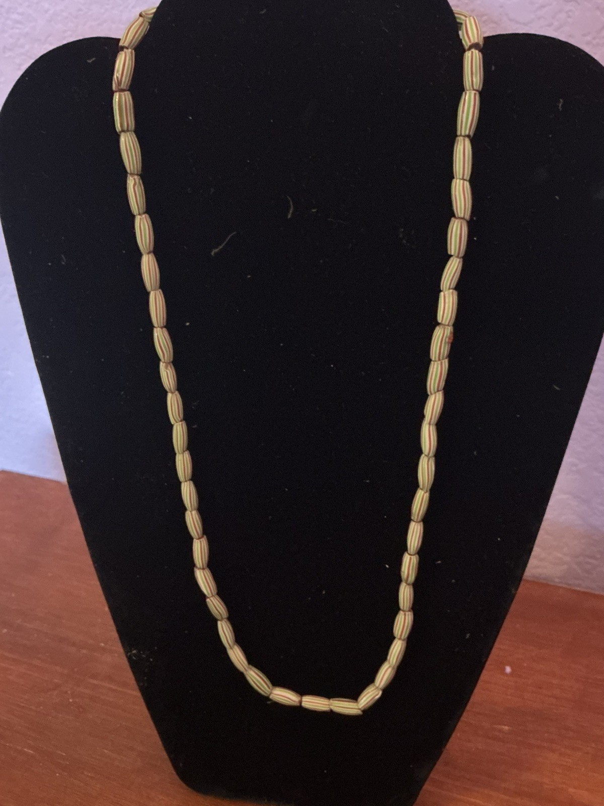 Antique 19th Century Venetian Glass Bead Strand- Onion skin Melon Pattern
