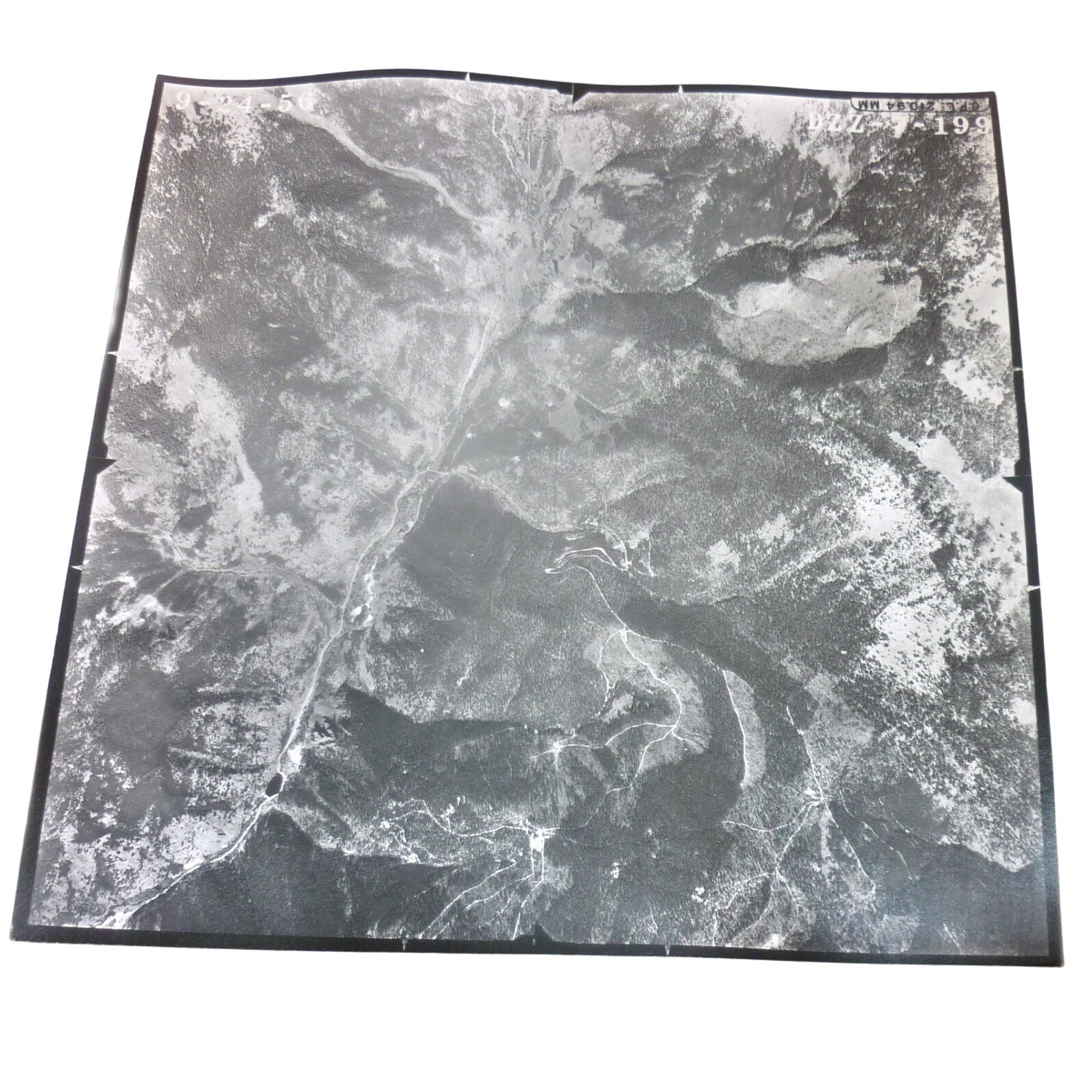 Vintage 1956 Aerial Survey Photograph 9x9 Mountain Topography 661-L-220 B&W