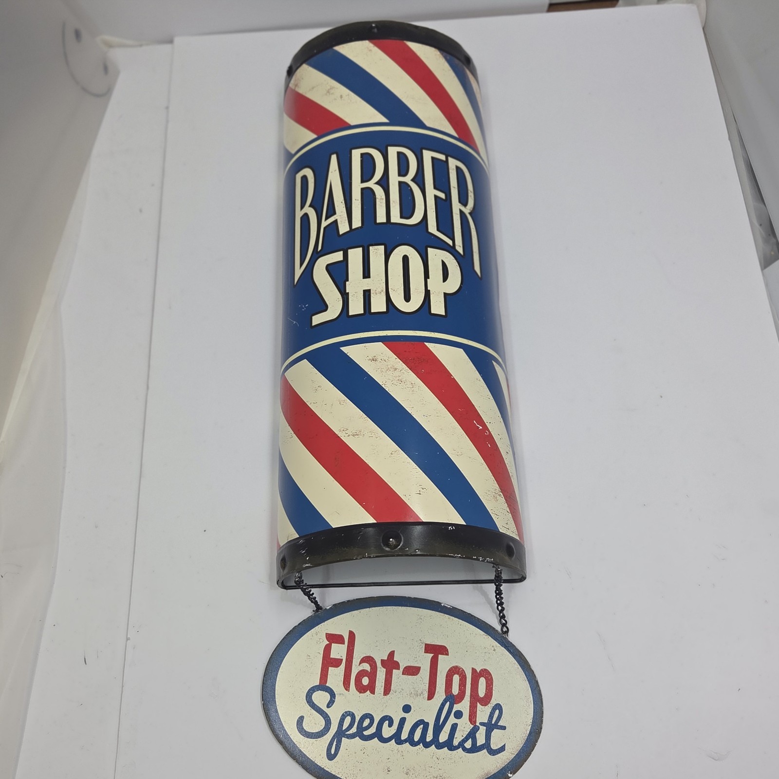 ​Open Road Brands Barber Shop Sign 3D Metal Barber Pole FlatTop Specialist Retro