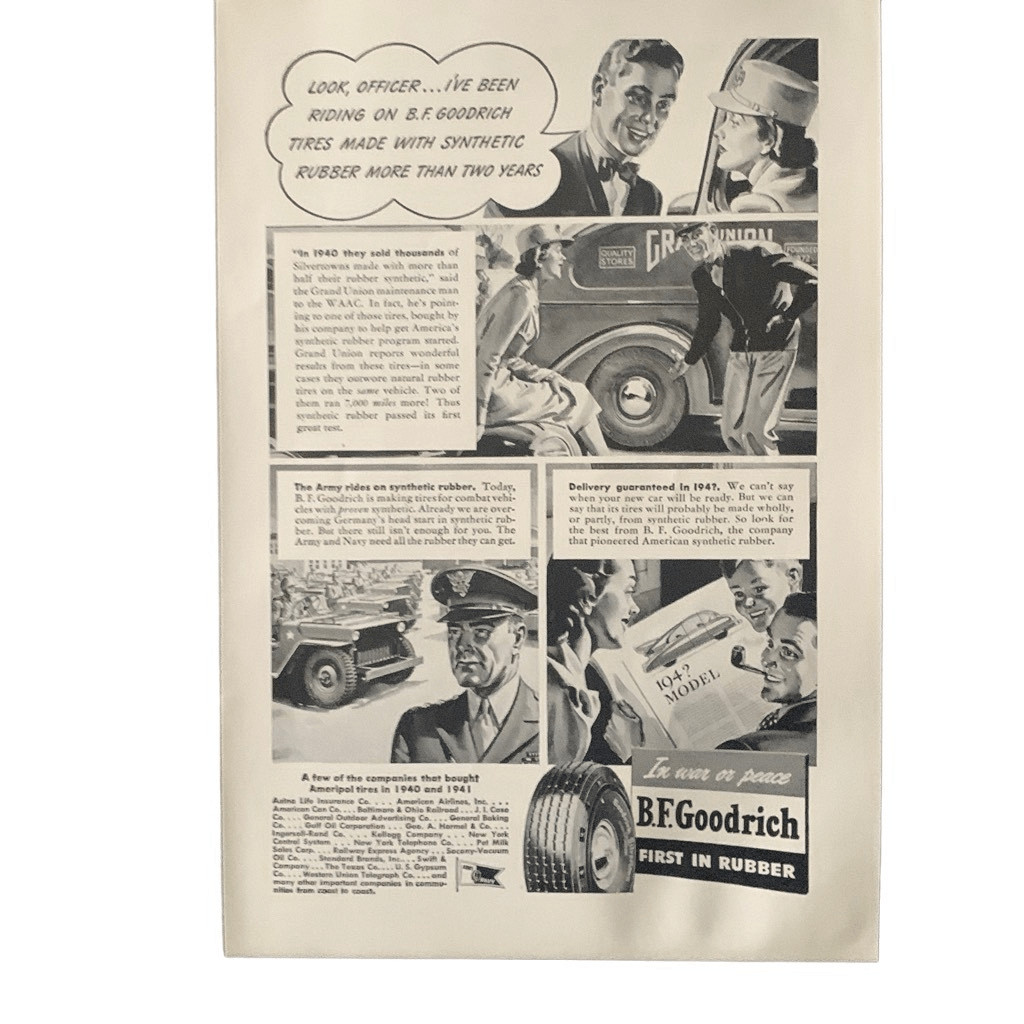 Vintage 1933 BF Goodrich Tire Look Officer Ad Advertisement