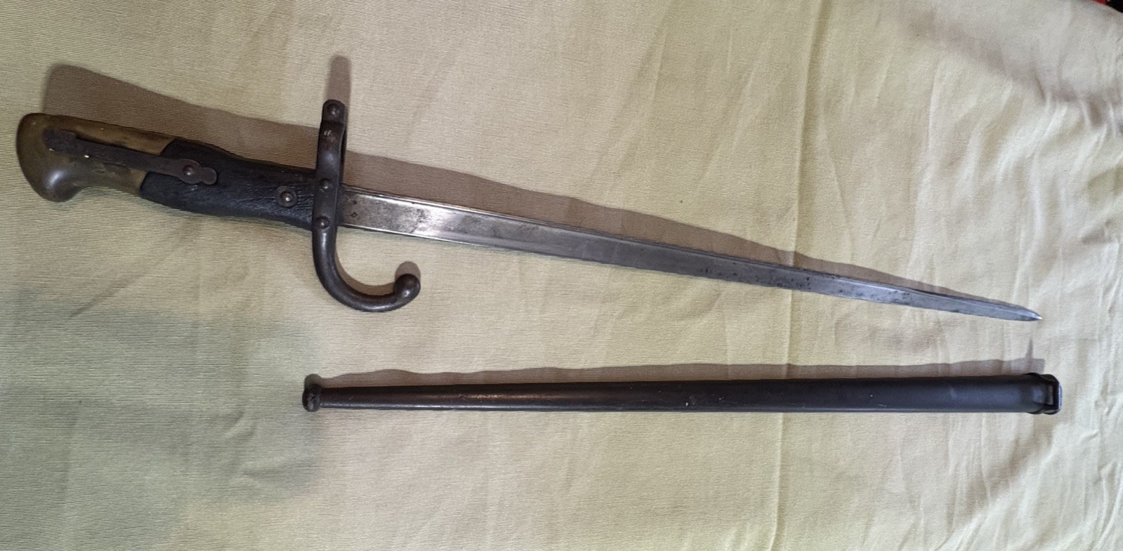 Vintage French Model 1874 Gras Bayonet & Scabbard 1880 Date Signed-Marked Nice