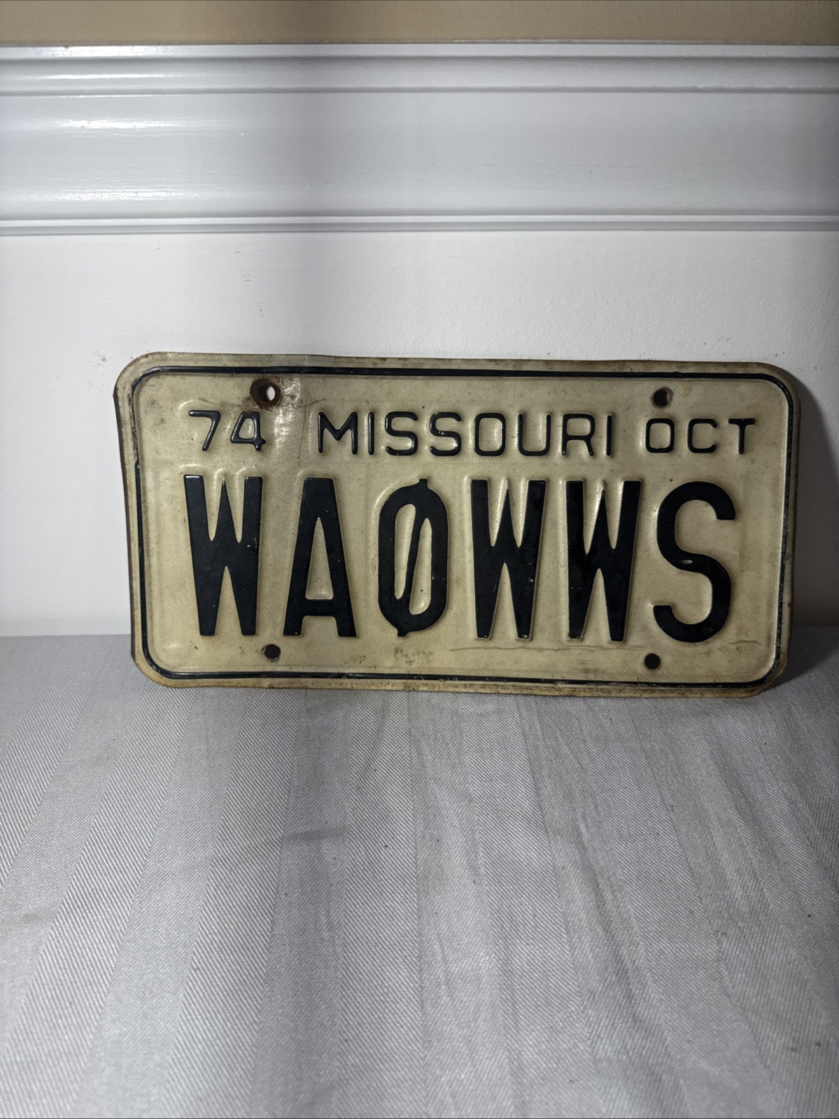 1974 Missouri October License Plate WAØWWS very rare with original owner card