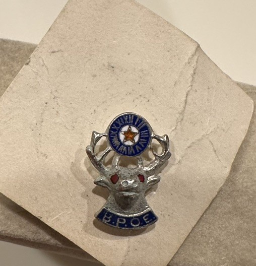 Vintage BPOE Elks Lodge Sterling Silver Enamel Screw Back Lapel Button Pin