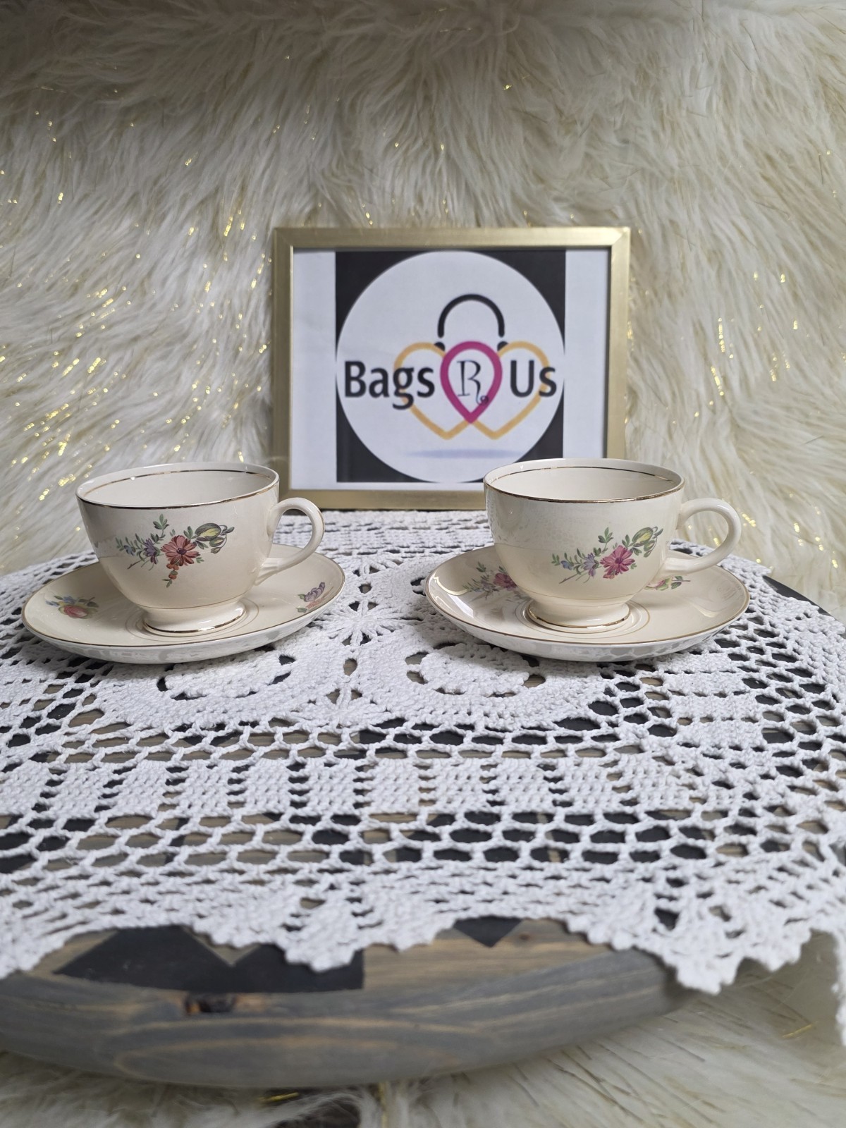 Vintage Household Institute Teacups Priscilla Pattern, Floral Pattern 1940\'s EUC