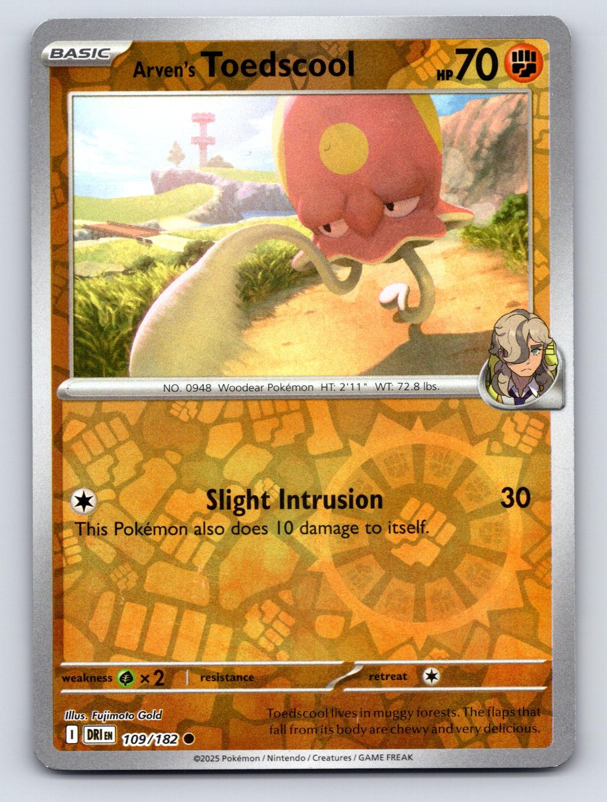 Arven\'s Toedscool 109/182 Common Destined Rivals Pokemon Reverse Holo LP