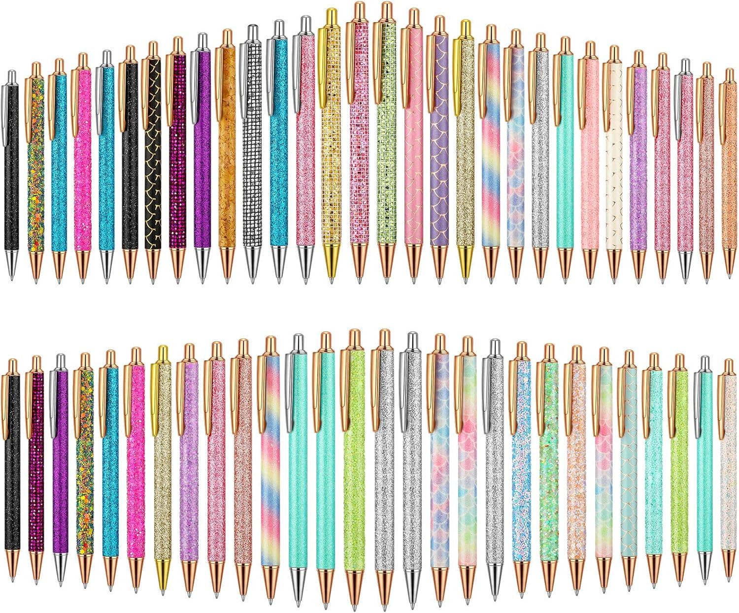 60 Pcs Fancy Glitter Pens Bulk Cute Pretty Ballpoint Pens for Women