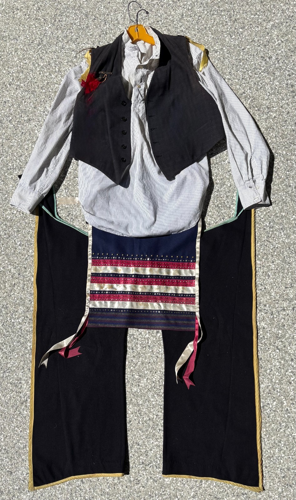 Vintage 1960s Cheyenne Old Style Dance Regalia Set Wool Vest & Leggings, Shirts