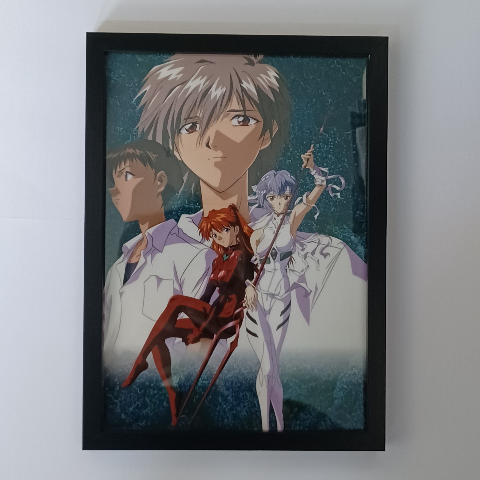Vintage 1990s Neon Genesis Evangelion Kaoru Rei Asuka Framed Poster Clear Art