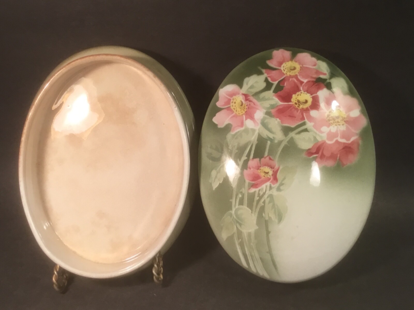 Antique French Faience Dresser Jewelry Box c.1890