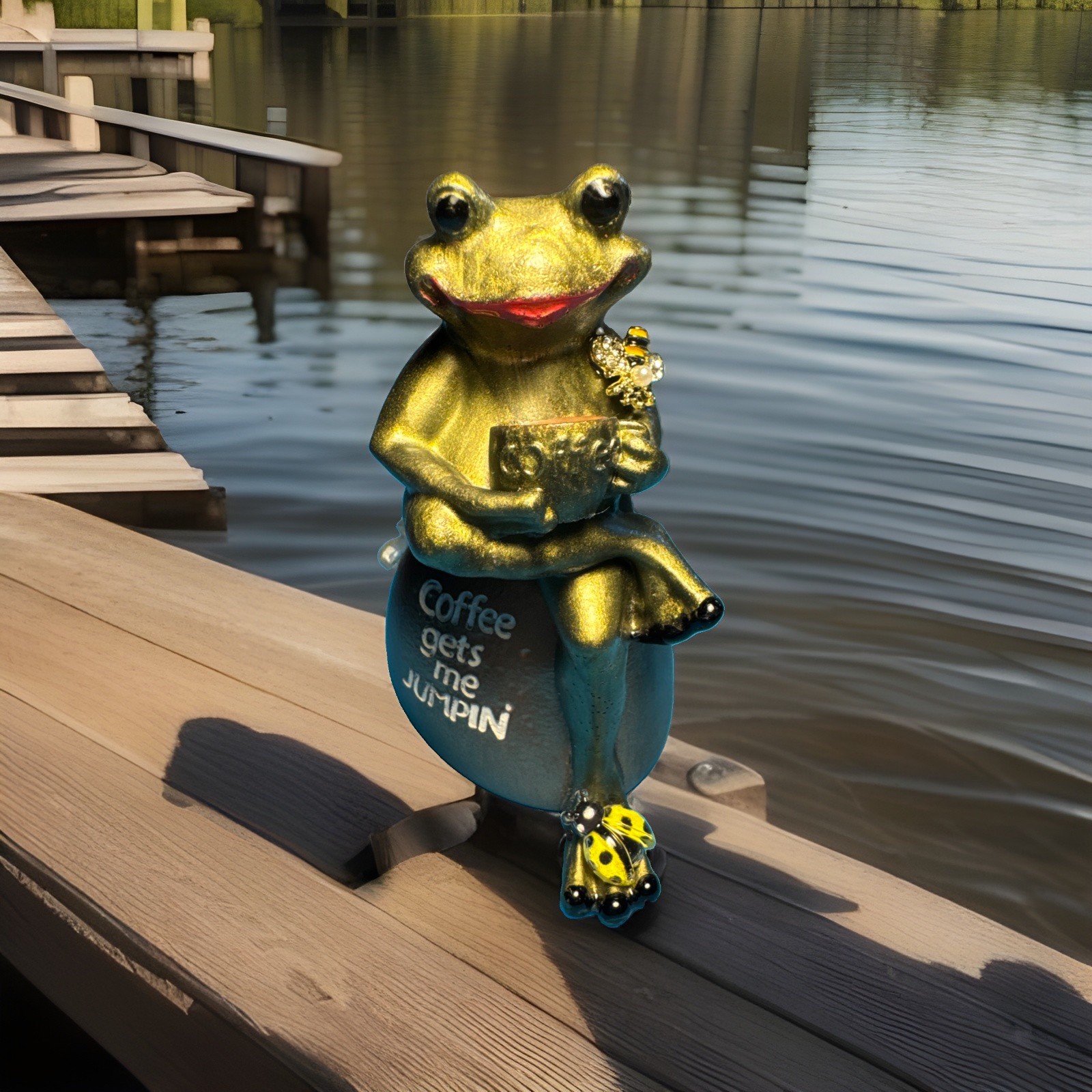 Frog On A Rock Figurine
