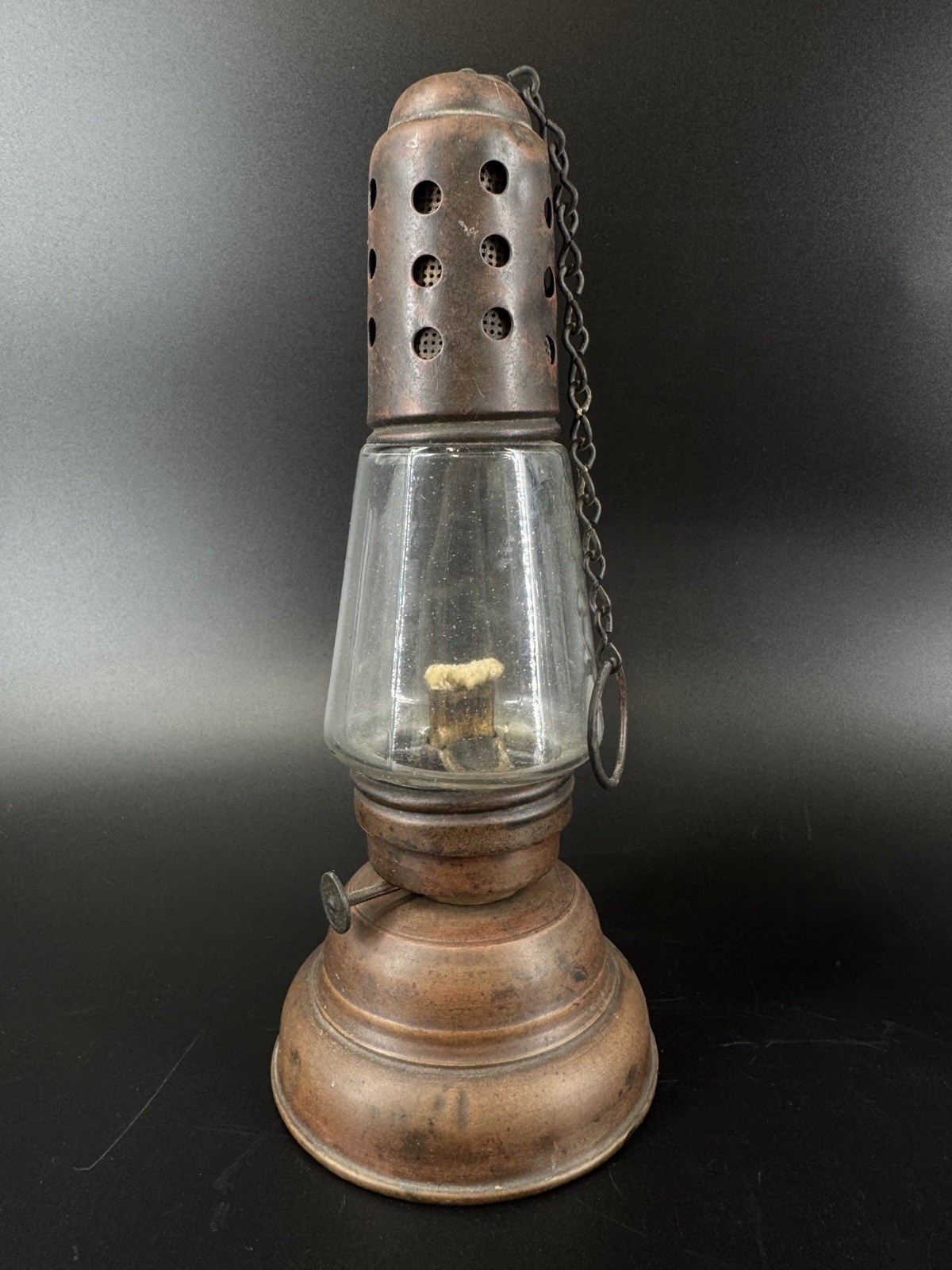 Antique 1867 Patent Skater’s Hurricane Lantern Brass Oil Lamp NYC Vintage