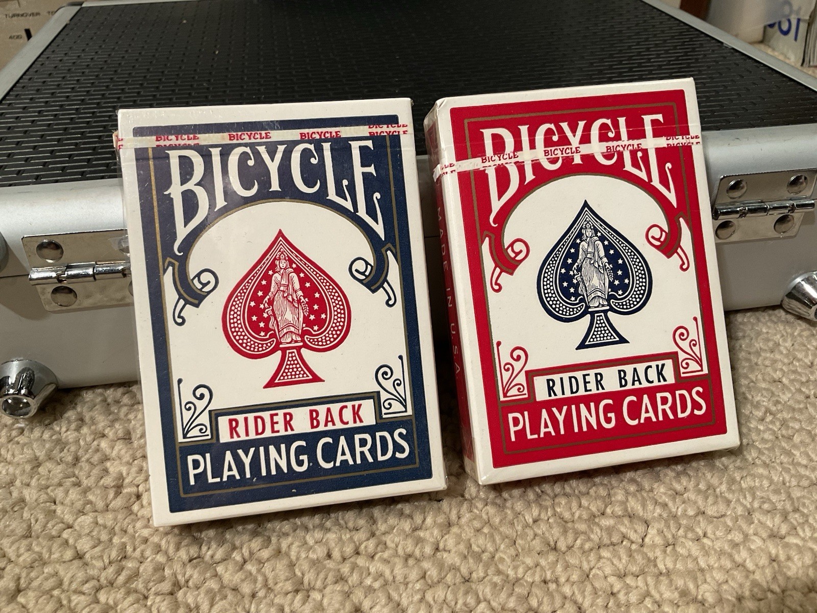 2 Vintage NOS Tax Stamp Sealed Decks Bicycle Rider Back Playing Cards **NICE**