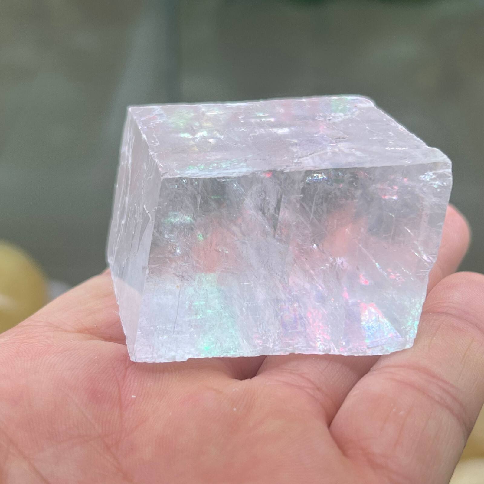  Natural iceland spar crystal mineral Teaching specimen 1PC 50G+