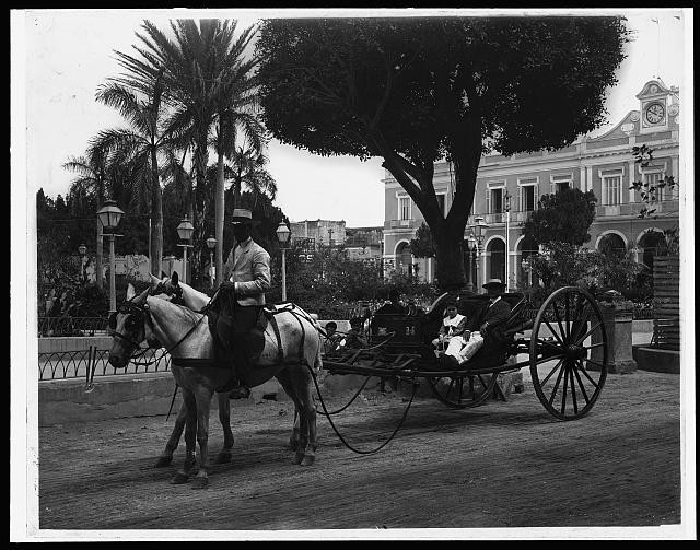 Photo:Cuban Volanta Horse Cart Havana Street Scene 1890s