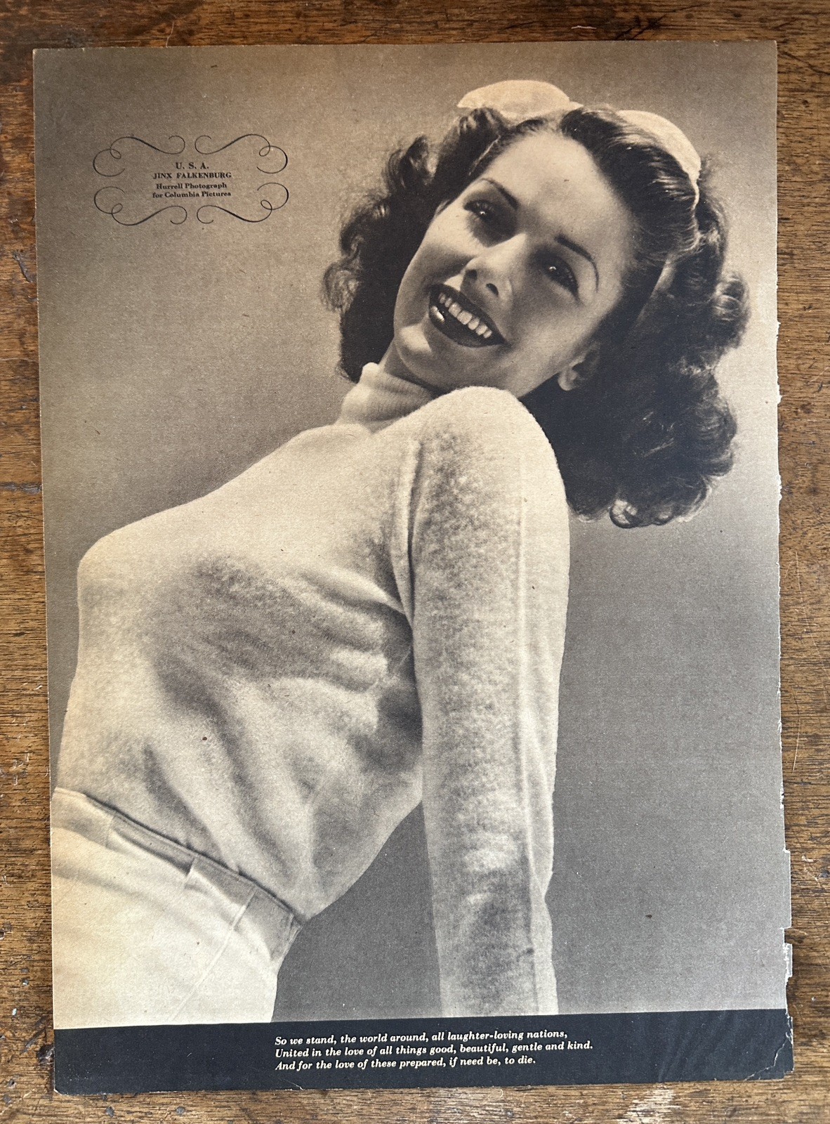 Vintage Magazine Pin-Up Photograph Black & White Jinx Falkenburg/Leslie Brooks
