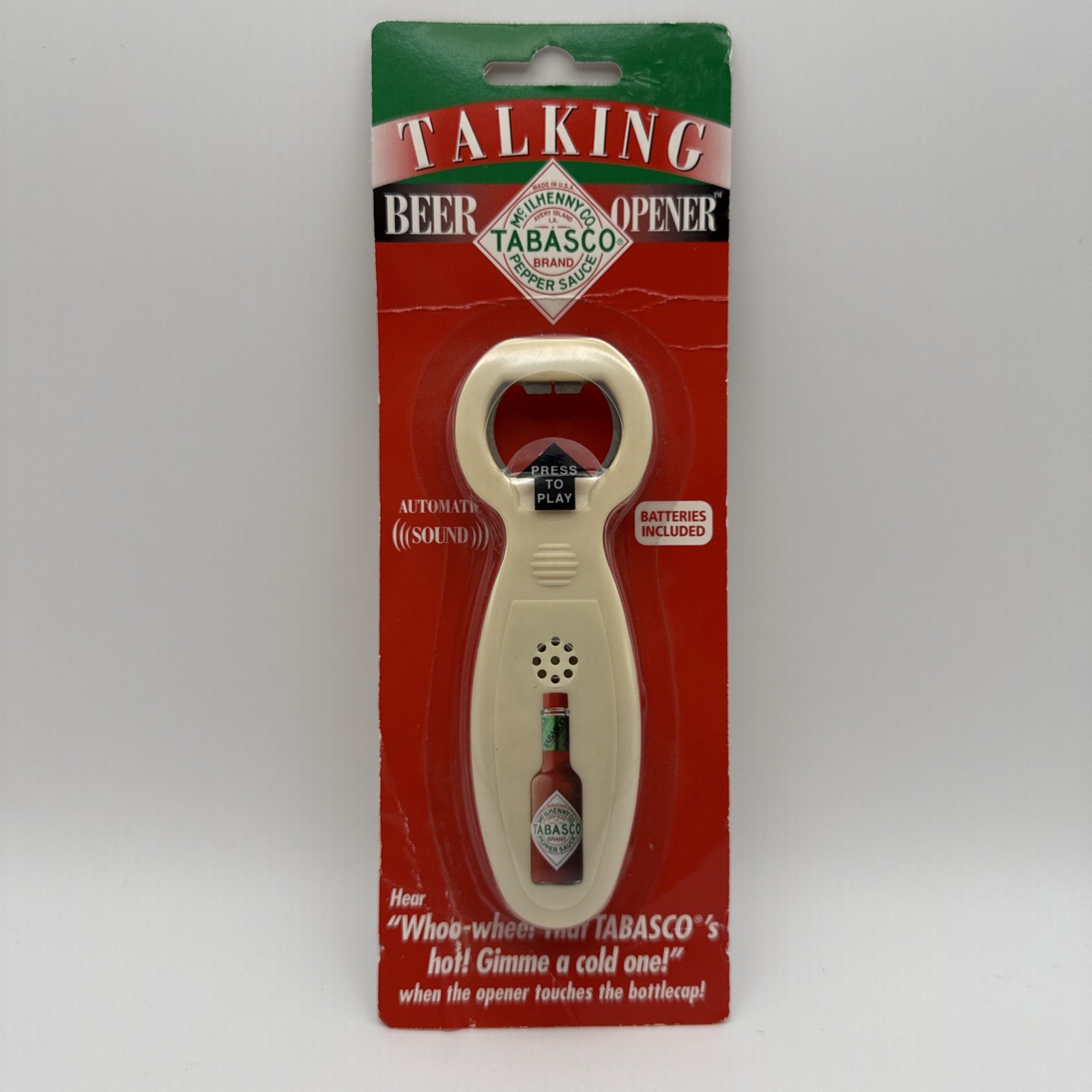 Tabasco Talking Bottle Opener New Unopened Sealed 2003 Will Need New Battery