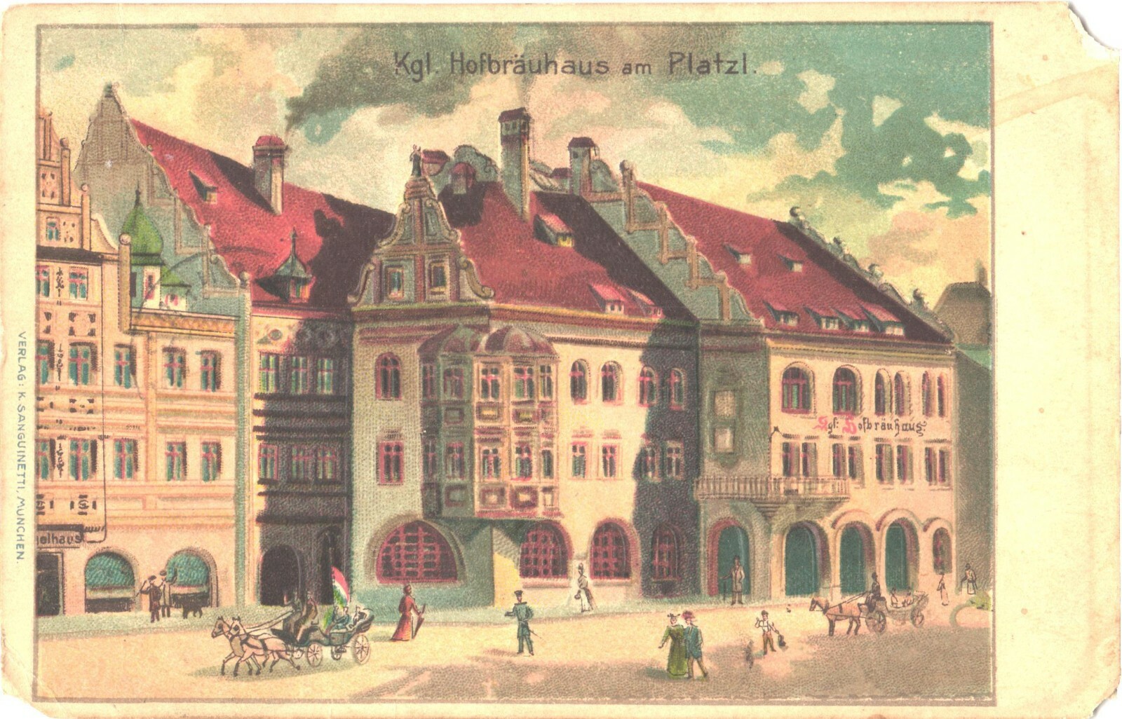 Munich Germany Hofbräuhaus am Platzl Brewery Undivided Back Postcard 1906 Posted