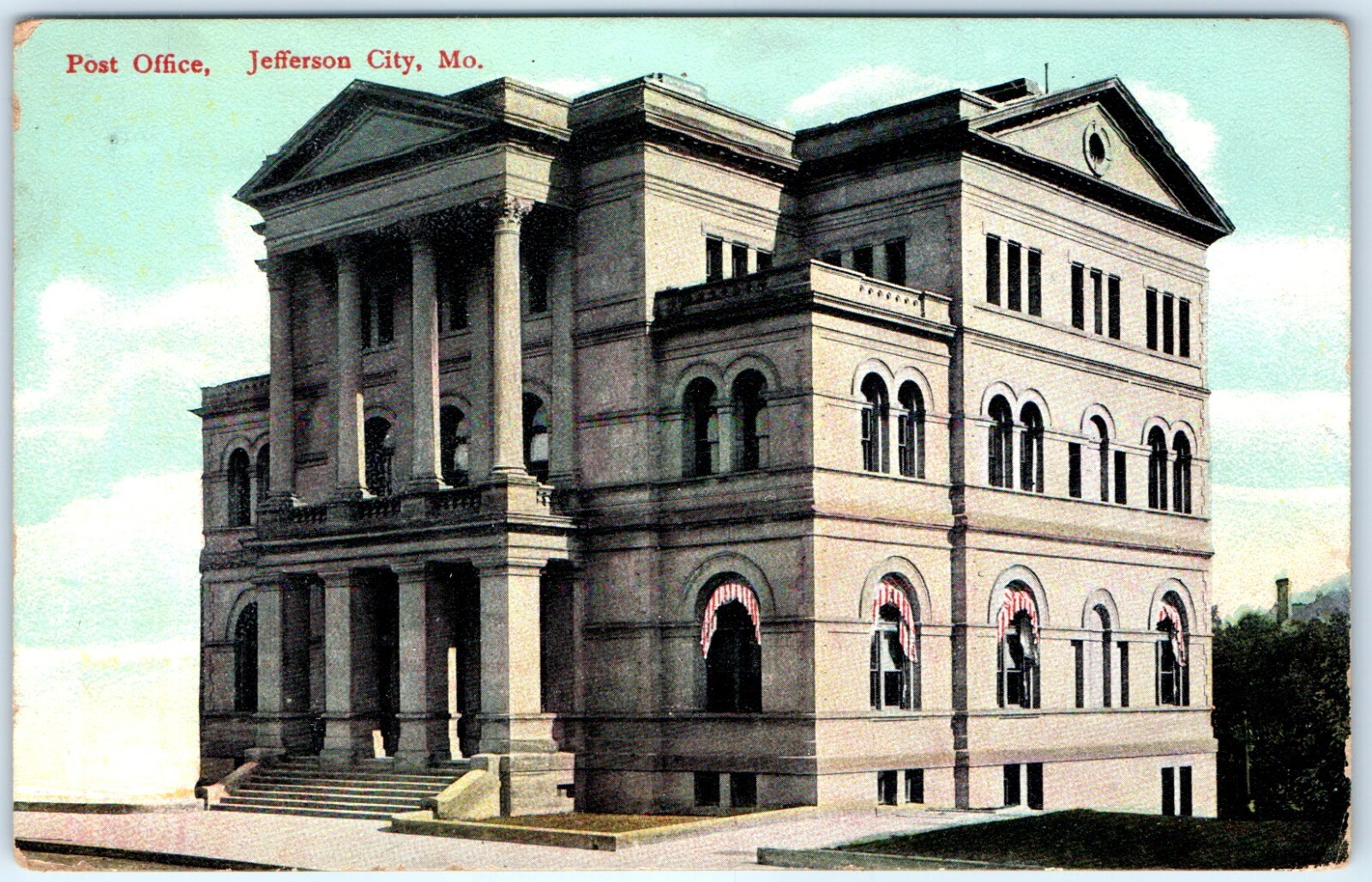 c1910s Jefferson City, MO Post Office Historic Architecture Litho Postcard