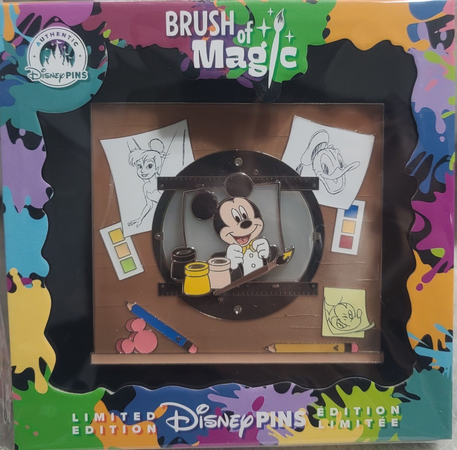 2026 Mickey Mouse on Animator's Desk Jumbo Pin Set Brush of Magic LE