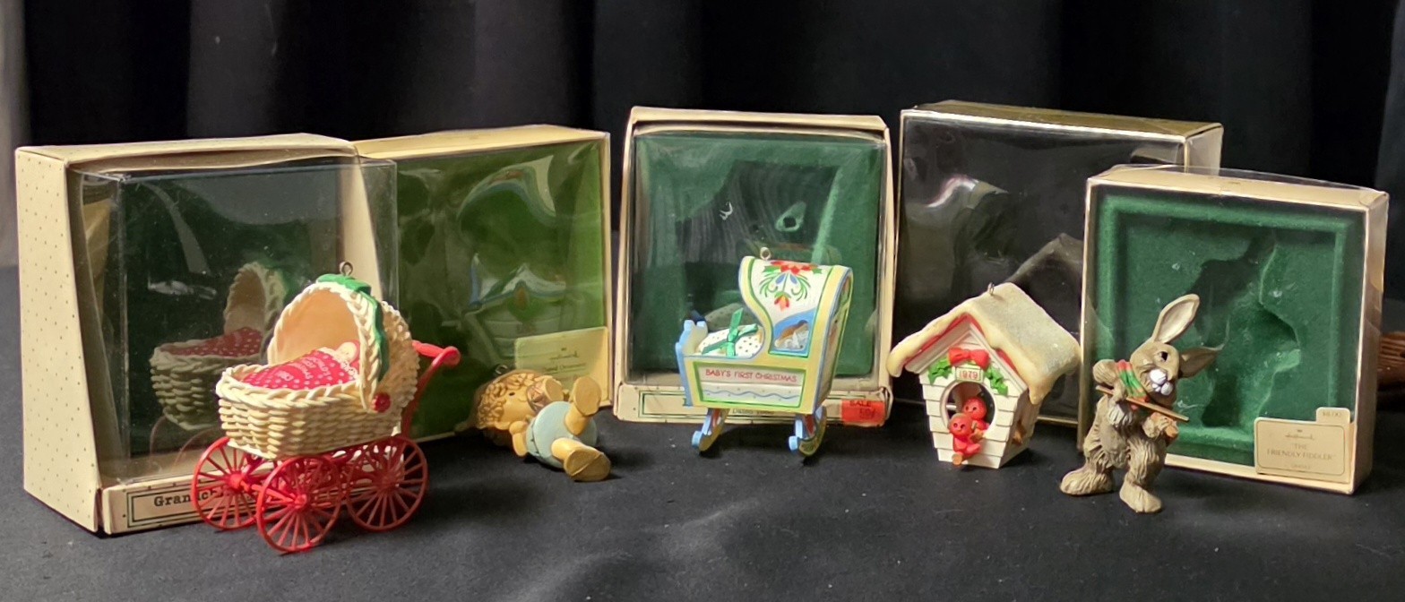 VTG Hallmark Keepsake Ornament Lot 5 Boxed 1980s 1st Christmas Thimble EUC